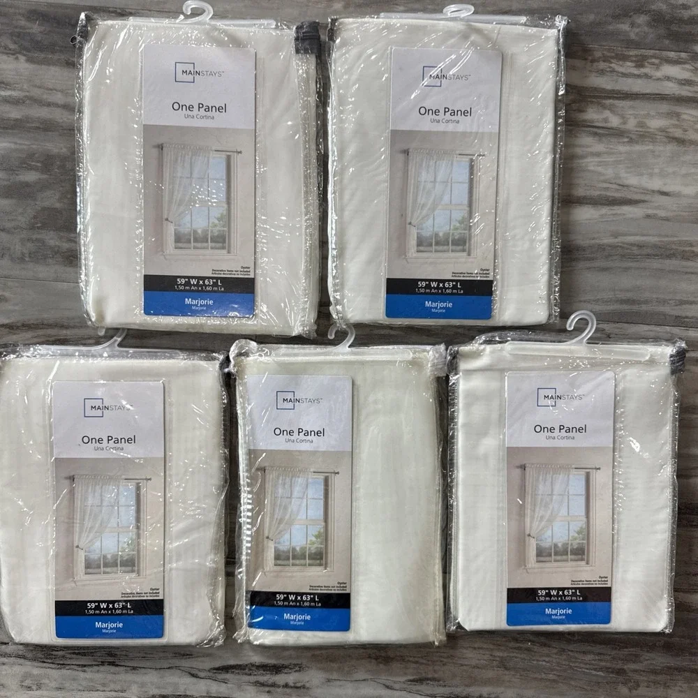 Set Of 5 Marjorie Sheer Voile Curtain Panel Oyster 59 In Wide x 63 In Long